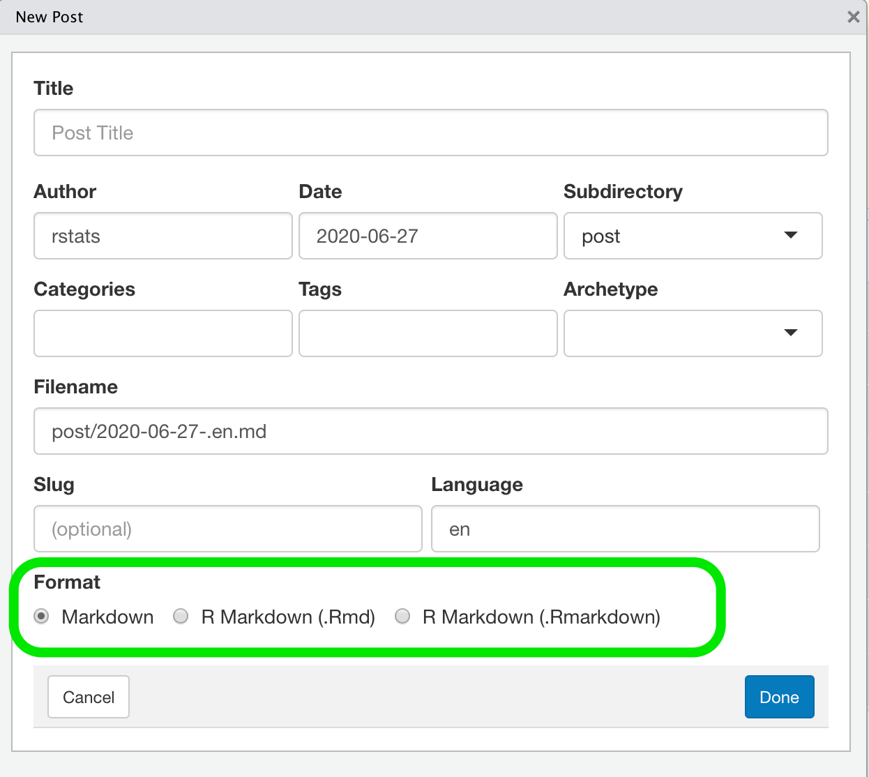 Blogdown file types